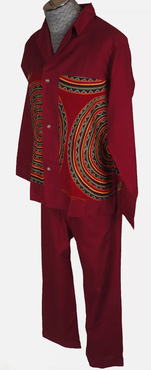 Vintage 60s Wild Design Tiki Print Mens Pajamas Size Medium by Weldon