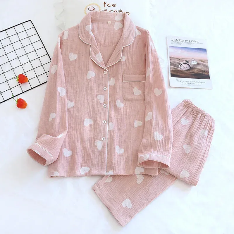Vintage-Inspired Floral Cotton Pajamas Women’s Nightwear