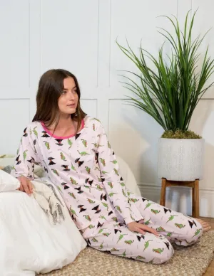 Women's Loose Fit Dinosaur Pink Pajamas