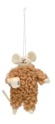 WOOL MICE FELT ORNEMENT IN PAJAMAS