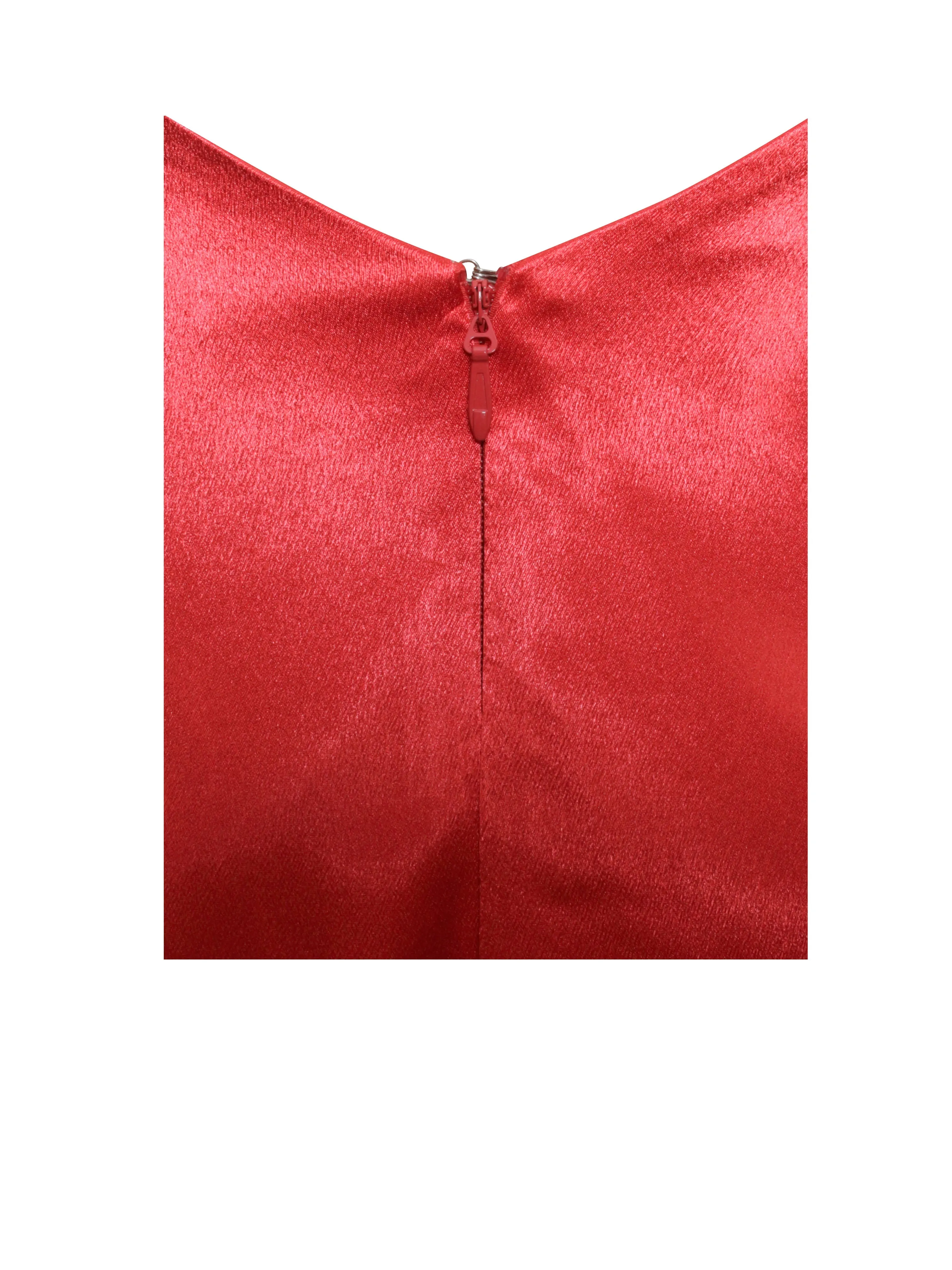Xyla Red Satin Charming Bow Mini Dress