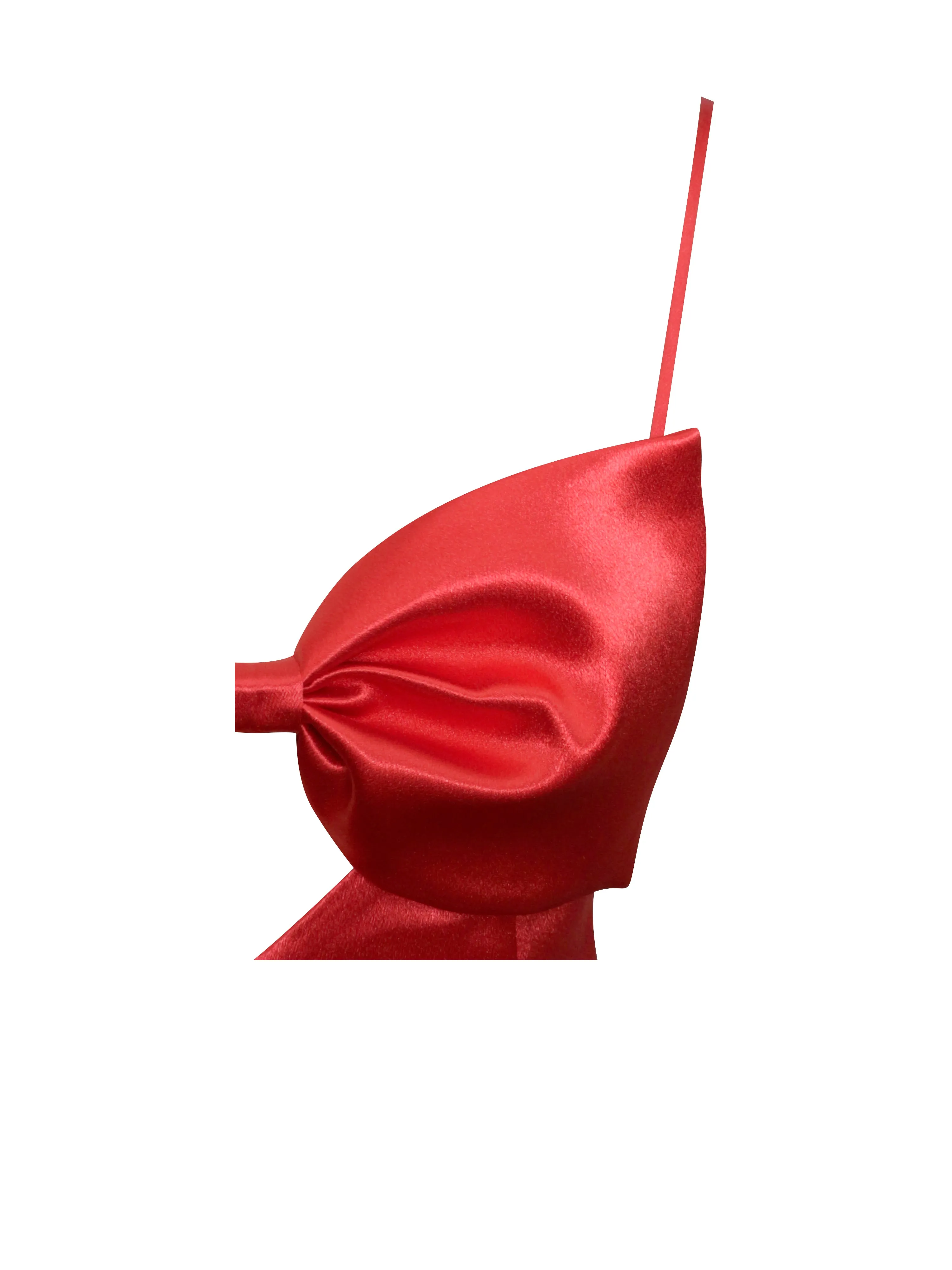 Xyla Red Satin Charming Bow Mini Dress